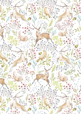 Estores de rolo interiores para janela Corças, pássaros e coelhos