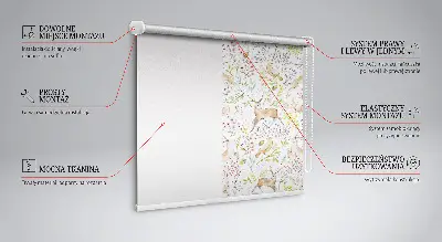 Estores de rolo interiores para janela Corças, pássaros e coelhos
