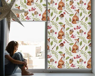 Estores de rolo interiores para janela Raposas, cogumelos, folhas