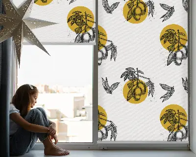 Estores de rolo interiores Frutas e círculos amarelos