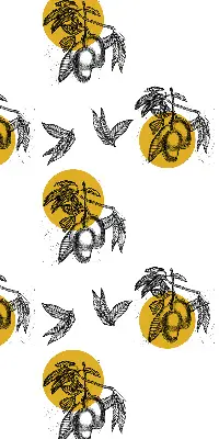 Estores de rolo interiores Frutas e círculos amarelos