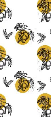 Estores de rolo interiores Frutas e círculos amarelos
