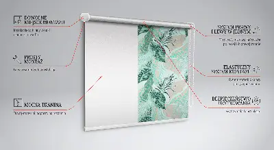 Estores de rolo para porta de varanda Folhas tropicais
