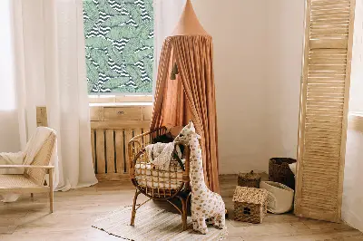 Estores de rolo interiores para janela Folhas de palmeira em fundo preto e branco