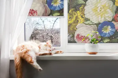 Estores de rolo para janela Um buquê de flores