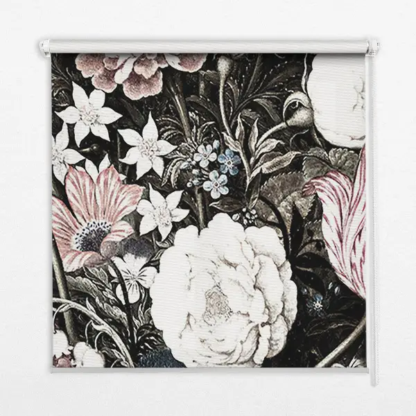 Estores de rolo interiores Um buquê de flores