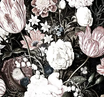 Estores de rolo interiores Um buquê de flores