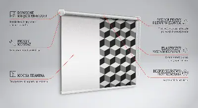 Estores de rolo interiores para janela cubos 3D