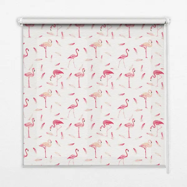 Estores de rolo interiores para janela Flamingos e suas penas