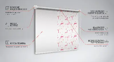 Estores de rolo interiores para janela Flamingos e suas penas