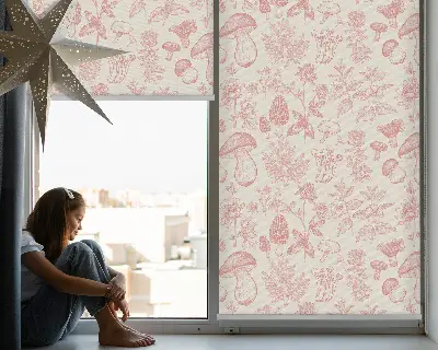 Estores de rolo interiores cogumelos desenhados