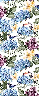 Estores de rolo interiores para janela Tucanos e flores