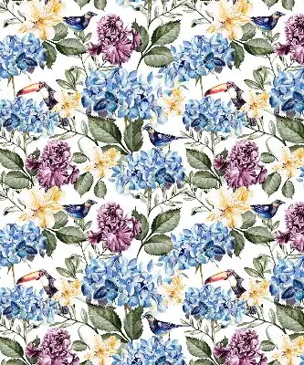 Estores de rolo interiores para janela Tucanos e flores