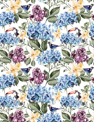 Estores de rolo interiores para janela Tucanos e flores