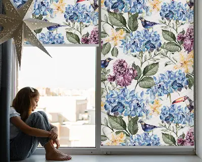 Estores de rolo interiores para janela Tucanos e flores