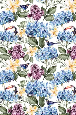 Estores de rolo interiores para janela Tucanos e flores