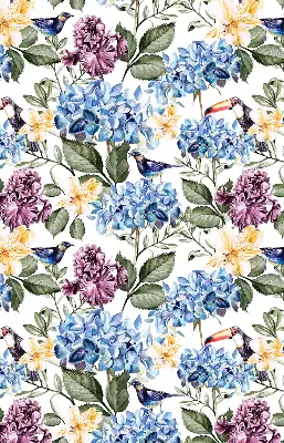 Estores de rolo interiores para janela Tucanos e flores
