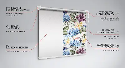 Estores de rolo interiores para janela Tucanos e flores