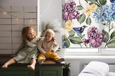 Estores de rolo interiores para janela Tucanos e flores