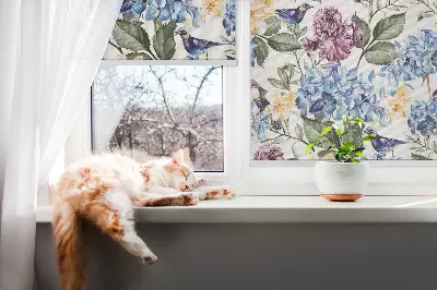Estores de rolo interiores para janela Tucanos e flores