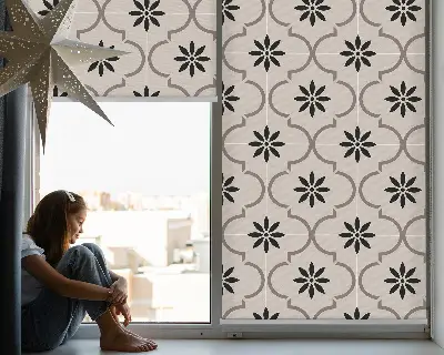 Estores de rolo interiores para janela Azulejo marroquino em forma de flor