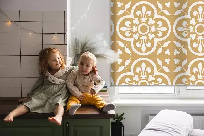 Estores de rolo em tecido Azulejo com padrão folclórico português
