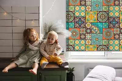 Estores de rolo interiores para janela mandala colorida