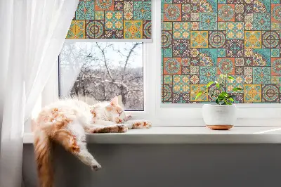 Estores de rolo interiores para janela mandala colorida