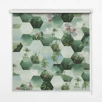 Estores de rolo para porta de varanda Hexágonos verdes