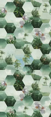 Estores de rolo para porta de varanda Hexágonos verdes