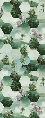 Estores de rolo para porta de varanda Hexágonos verdes