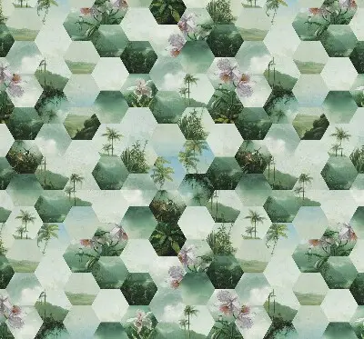 Estores de rolo para porta de varanda Hexágonos verdes