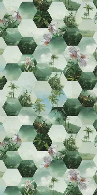 Estores de rolo para porta de varanda Hexágonos verdes