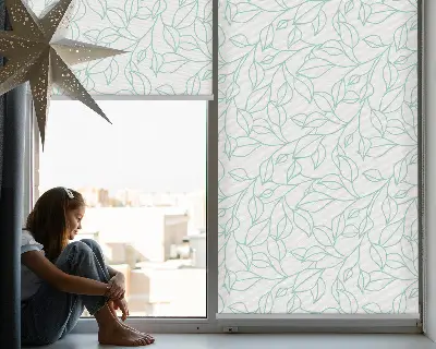 Estores de rolo para porta de varanda Folhas turquesa