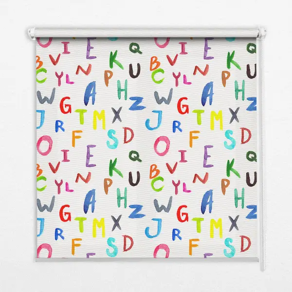 Estores de rolo para porta de varanda Letras coloridas