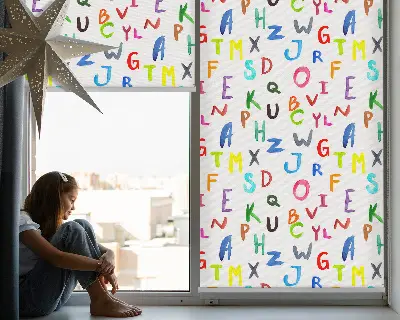 Estores de rolo para porta de varanda Letras coloridas