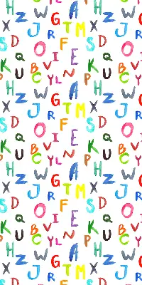 Estores de rolo para porta de varanda Letras coloridas