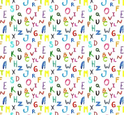 Estores de rolo para porta de varanda Letras coloridas