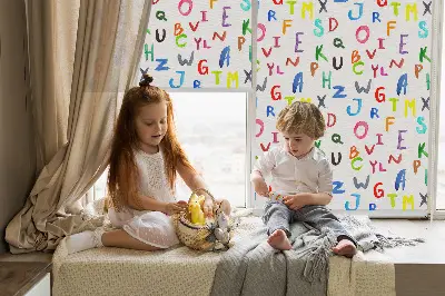Estores de rolo para porta de varanda Letras coloridas