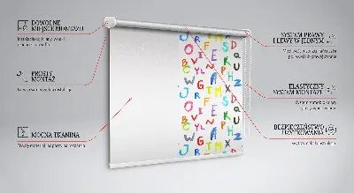 Estores de rolo para porta de varanda Letras coloridas