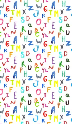 Estores de rolo para porta de varanda Letras coloridas