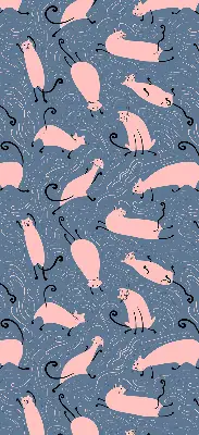 Estores de rolo interiores para janela Gatos cor-de-rosa