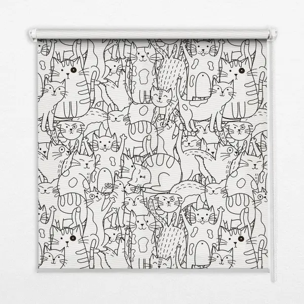 Estores de rolo interiores para janela Gatos desenhados
