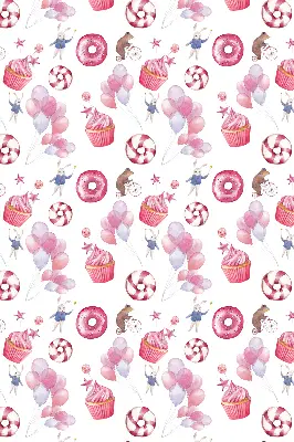 Estores de rolo interiores Balões cor-de-rosa, donuts e coelhinhos.