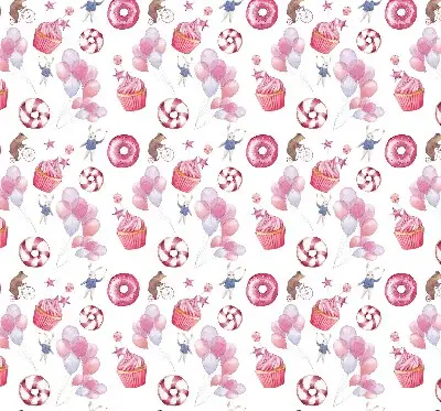 Estores de rolo interiores Balões cor-de-rosa, donuts e coelhinhos.