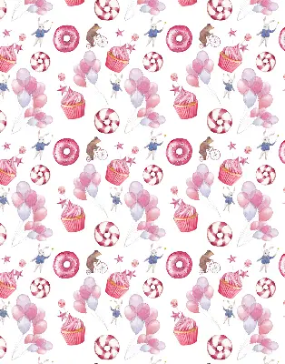 Estores de rolo interiores Balões cor-de-rosa, donuts e coelhinhos.