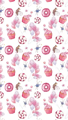 Estores de rolo interiores Balões cor-de-rosa, donuts e coelhinhos.