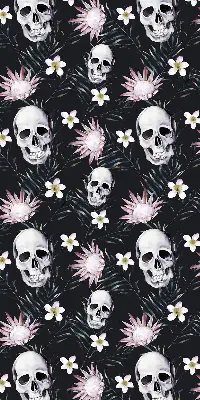 Estores de rolo para janela Crânios entre flores