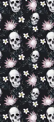Estores de rolo para janela Crânios entre flores
