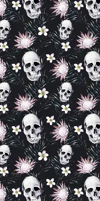 Estores de rolo para janela Crânios entre flores